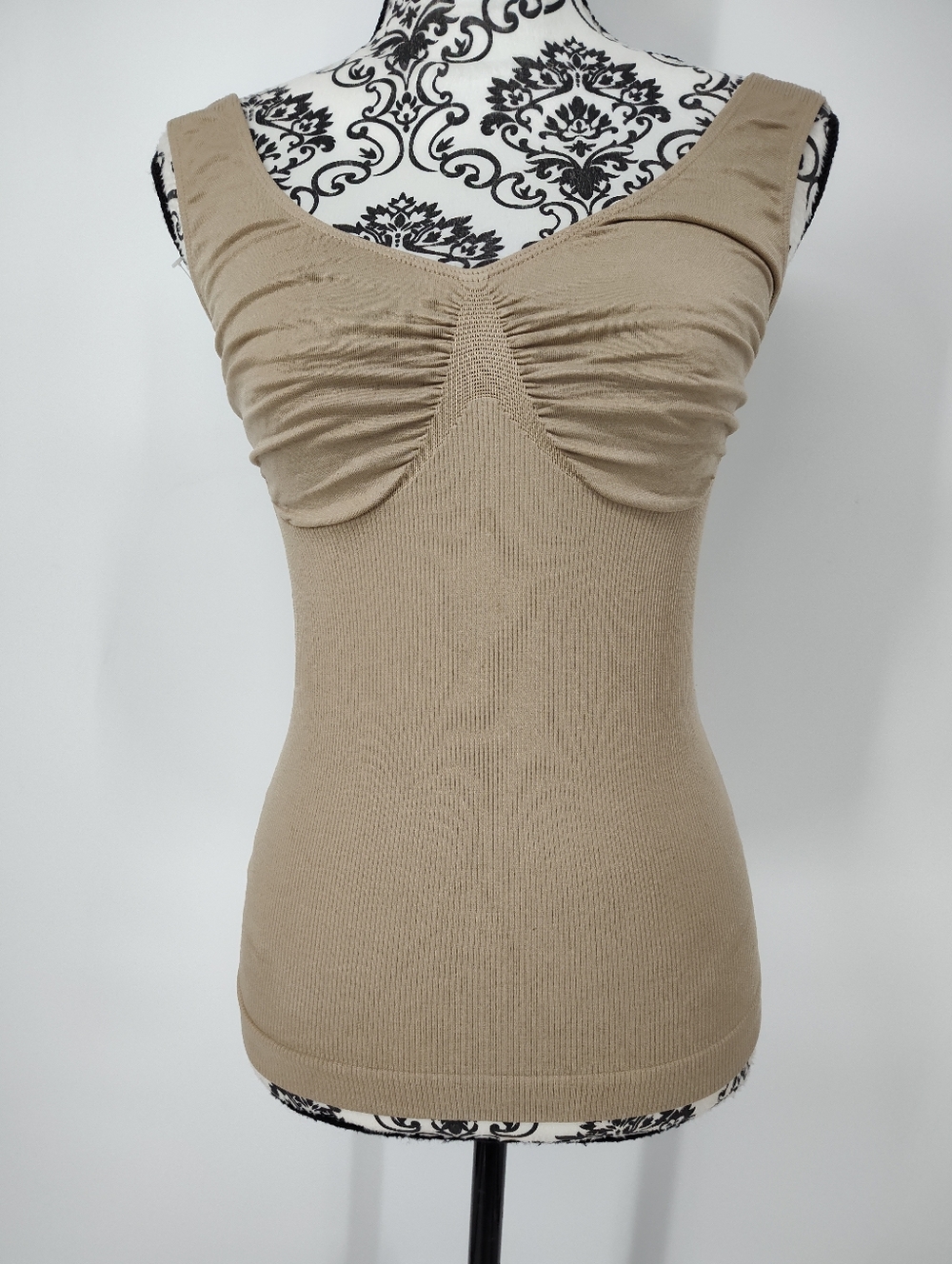 Heartaly Shapewear Ruched Bust Shaping Tank - Beige Women's Large